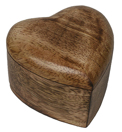 Mango Wood Heart Trinket Box Small
